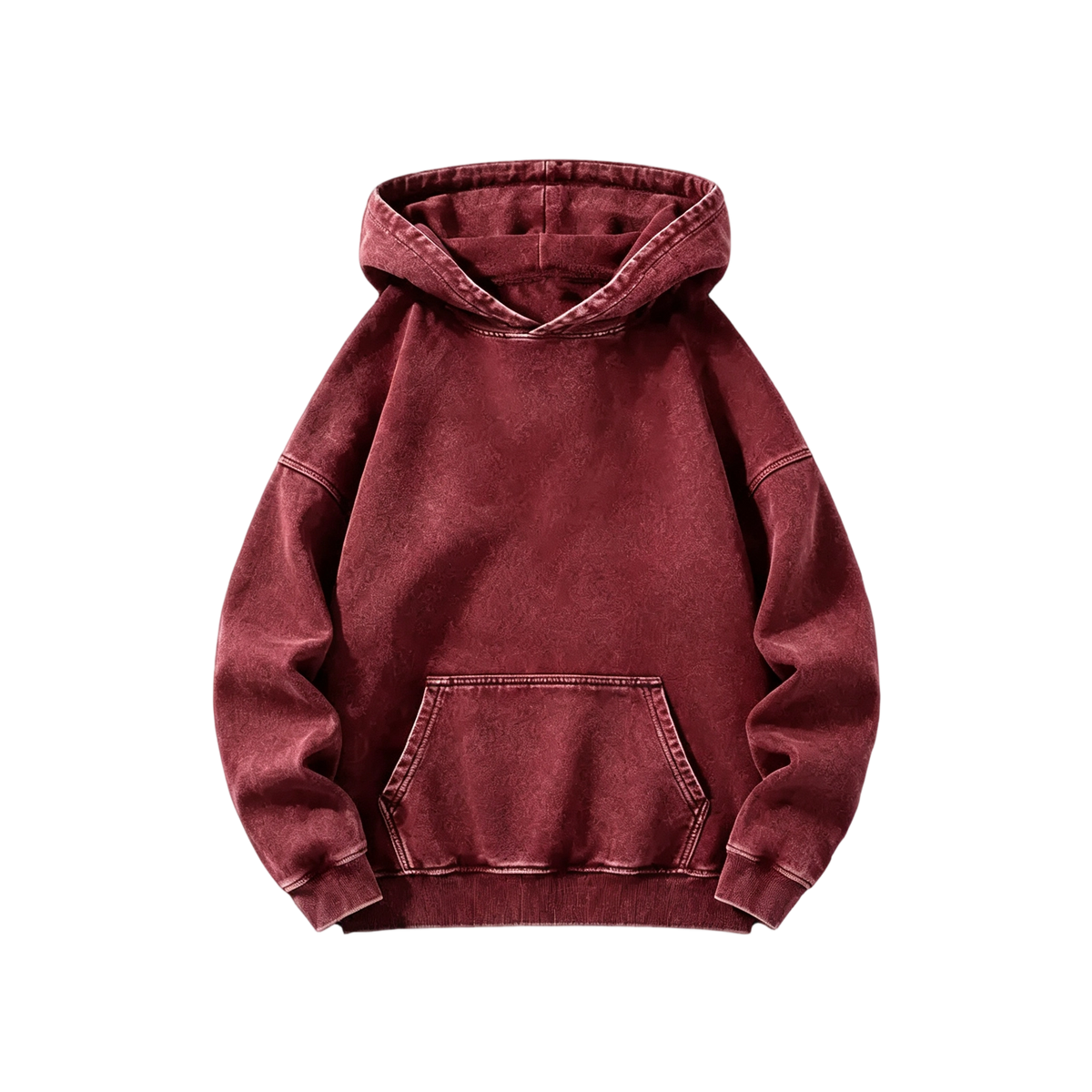Men's Heavyweight Acid-Wash Pure Cotton Hooded Sweatshirt