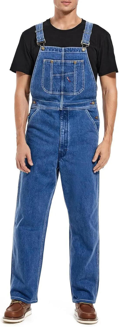 💝💝Last Day Promotion🔥Men's Denim Bib Overalls,  Workwear with Adjustable Straps and Convenient Tool Pockets