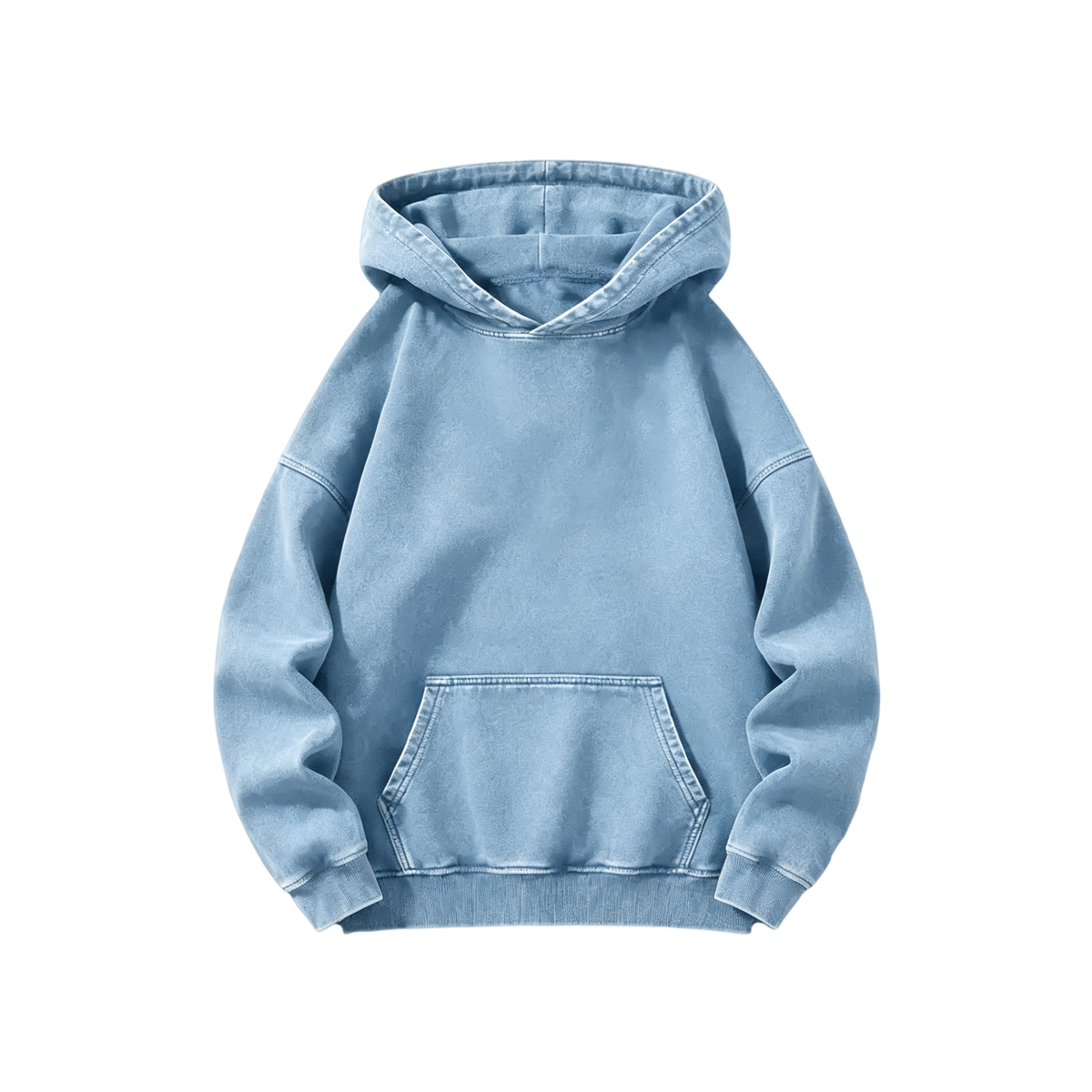 Men's Heavyweight Acid-Wash Pure Cotton Hooded Sweatshirt