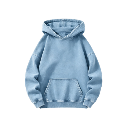 Men's Heavyweight Acid-Wash Pure Cotton Hooded Sweatshirt