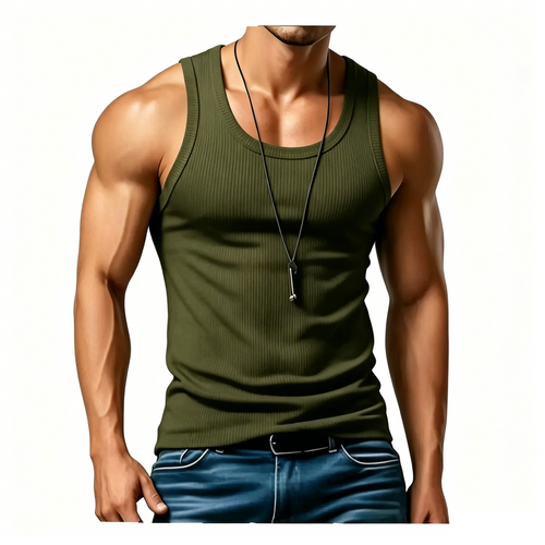 Men's Wide Strap Ribbed Tank Top