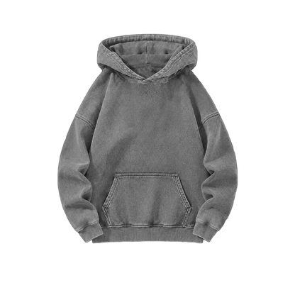 Men's Heavyweight Acid-Wash Pure Cotton Hooded Sweatshirt