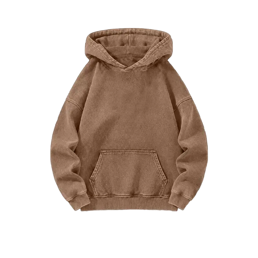 Men's Heavyweight Acid-Wash Pure Cotton Hooded Sweatshirt