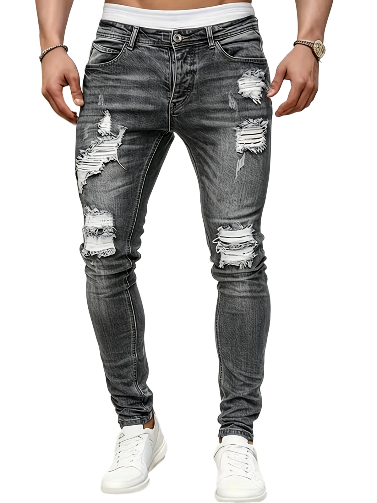 Men's Stretch Ripped Skinny Jeans