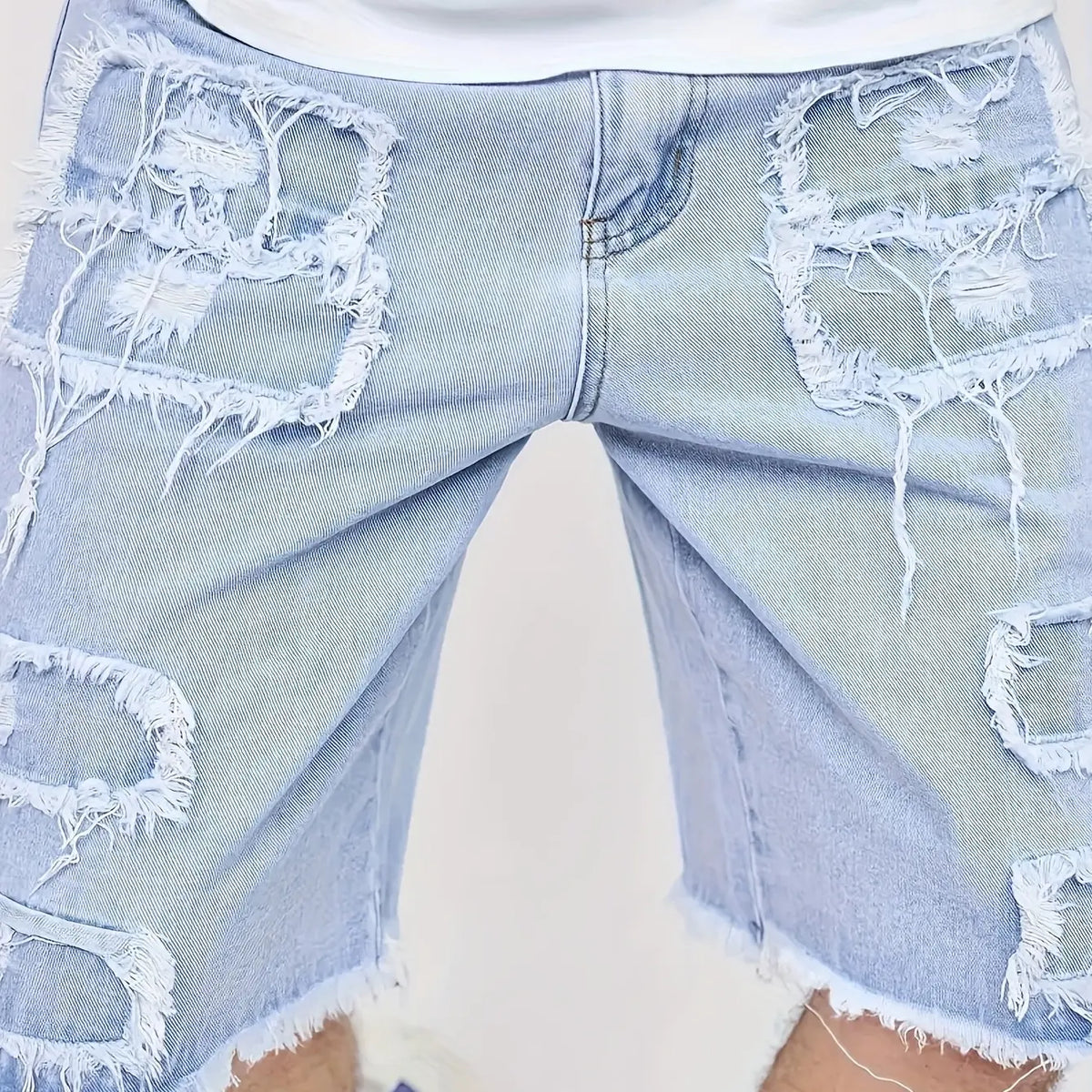 ⚡FINAL SALE⚡Raw Hem Denim Shorts with Rips – Edgy Urban Casual Warm-Weather Essential