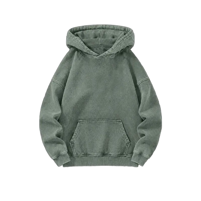 Men's Heavyweight Acid-Wash Pure Cotton Hooded Sweatshirt
