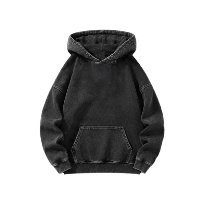Men's Heavyweight Acid-Wash Pure Cotton Hooded Sweatshirt
