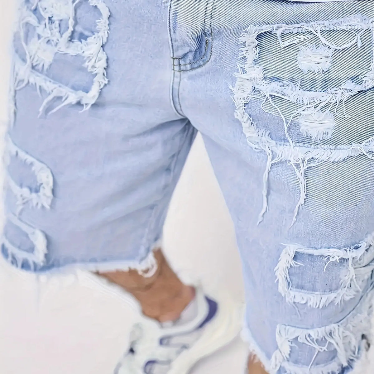 ⚡FINAL SALE⚡Raw Hem Denim Shorts with Rips – Edgy Urban Casual Warm-Weather Essential