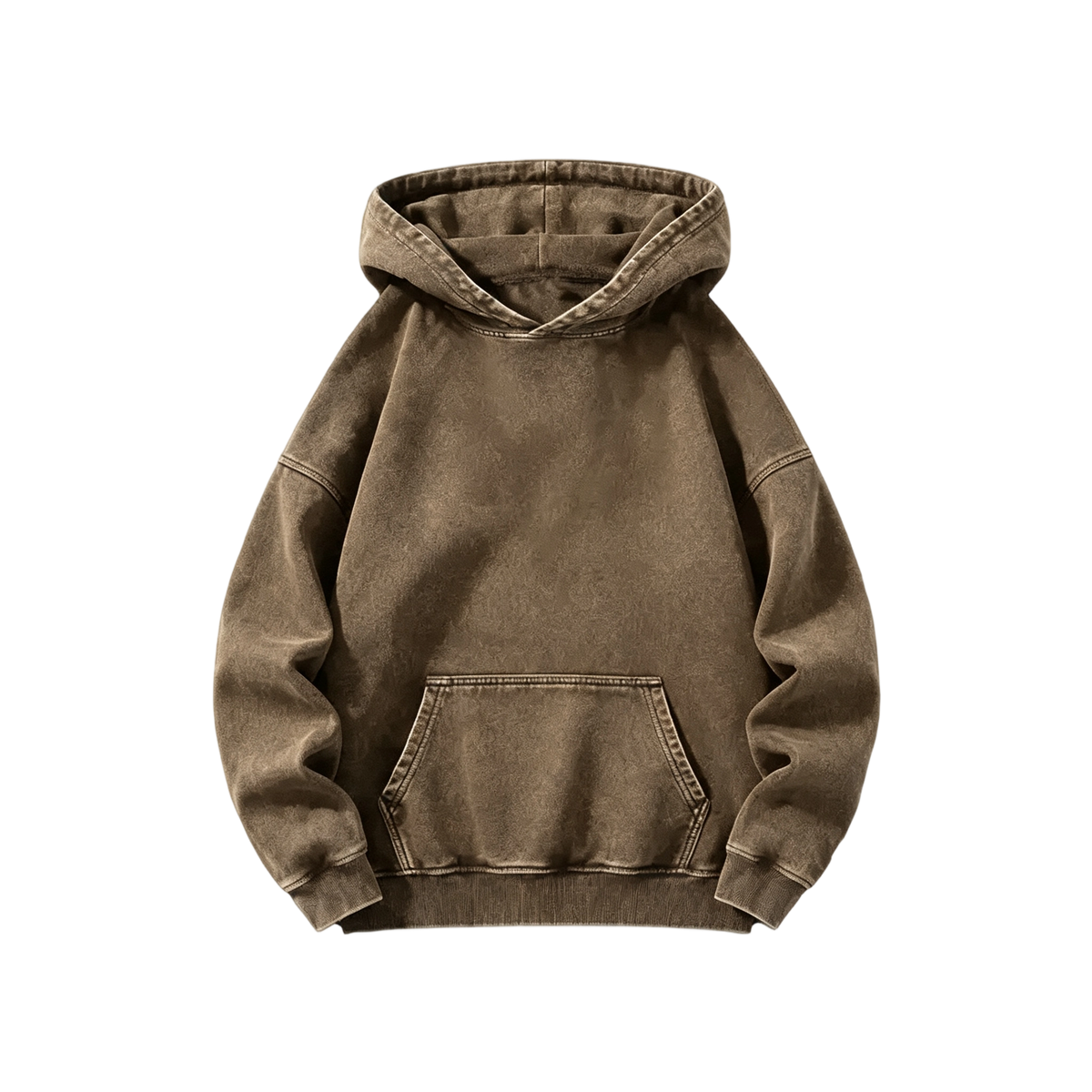 Men's Heavyweight Acid-Wash Pure Cotton Hooded Sweatshirt