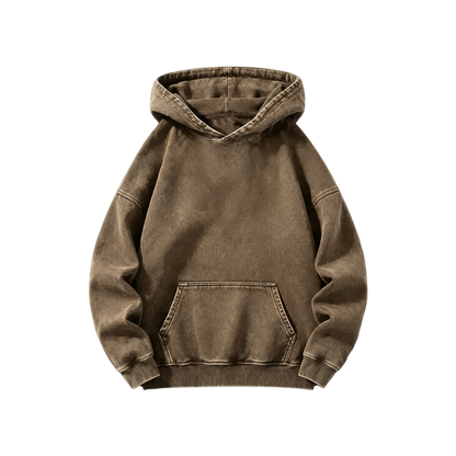Men's Heavyweight Acid-Wash Pure Cotton Hooded Sweatshirt